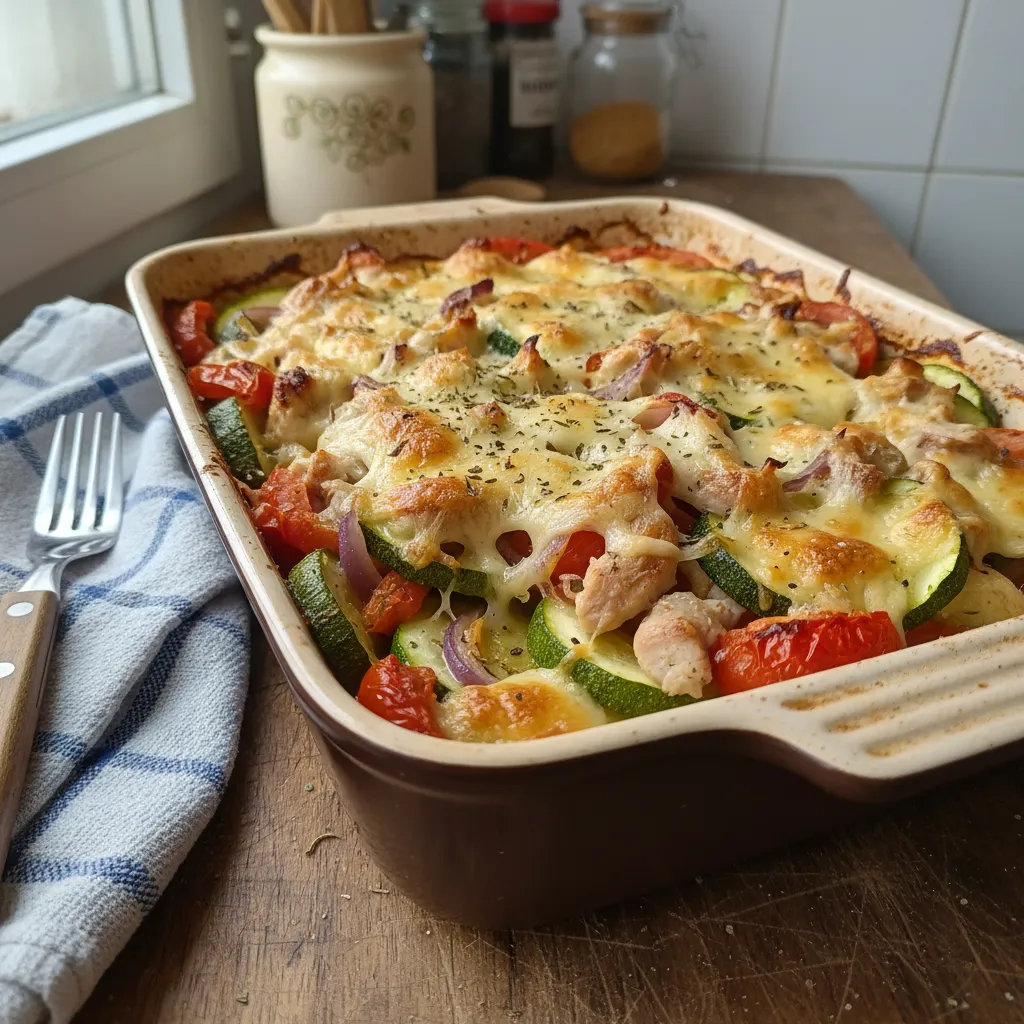 Zapečene tikvice s puretinom i mozzarellom