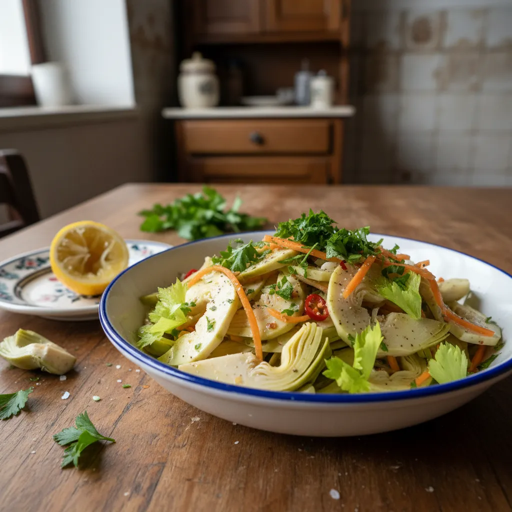 Pikantna salata od sirovih artičoka