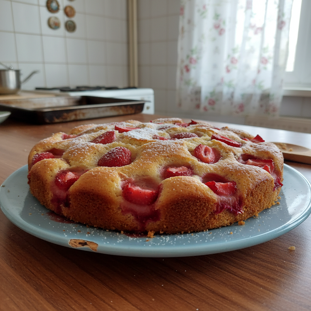 Biskvitni kolač s vanilijom i jagodama