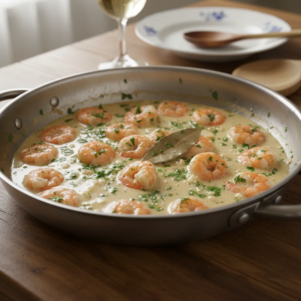 Kozice u bijelom vinu s lovorom