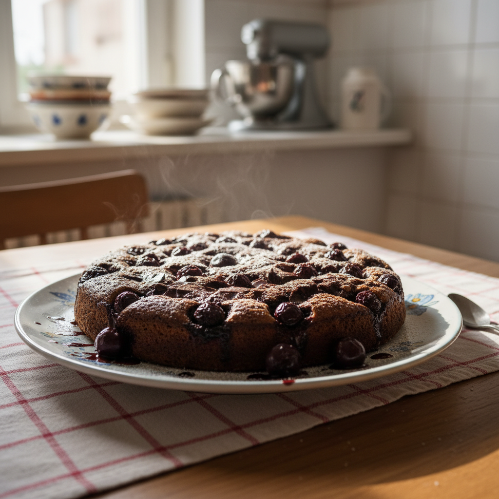 Torta s tamnom čokoladom i višnjama