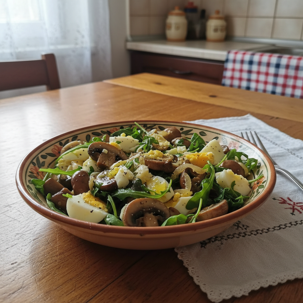 Gljive s jajima i rukolom