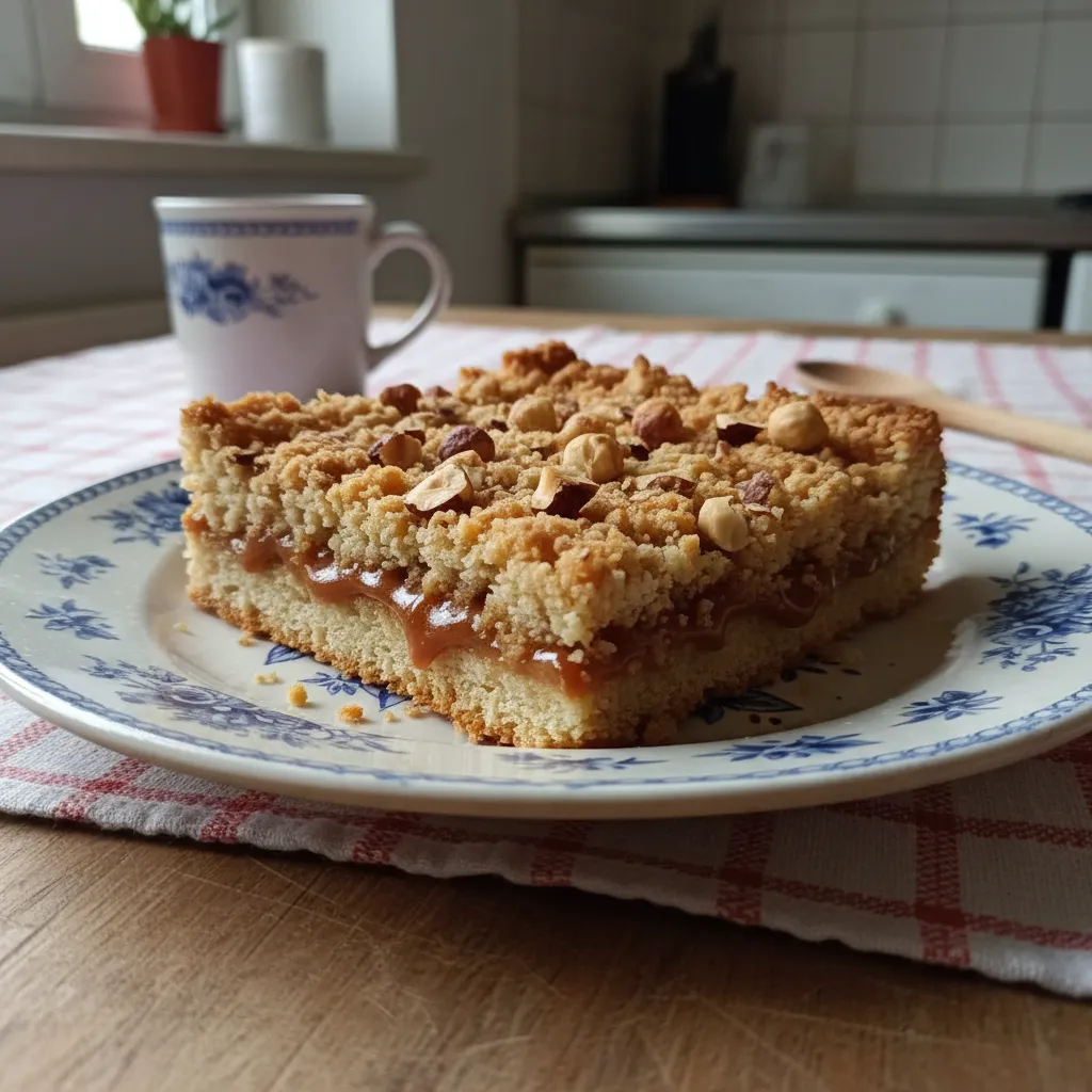 Mrvičasti kolač s karamelom i lješnjacima