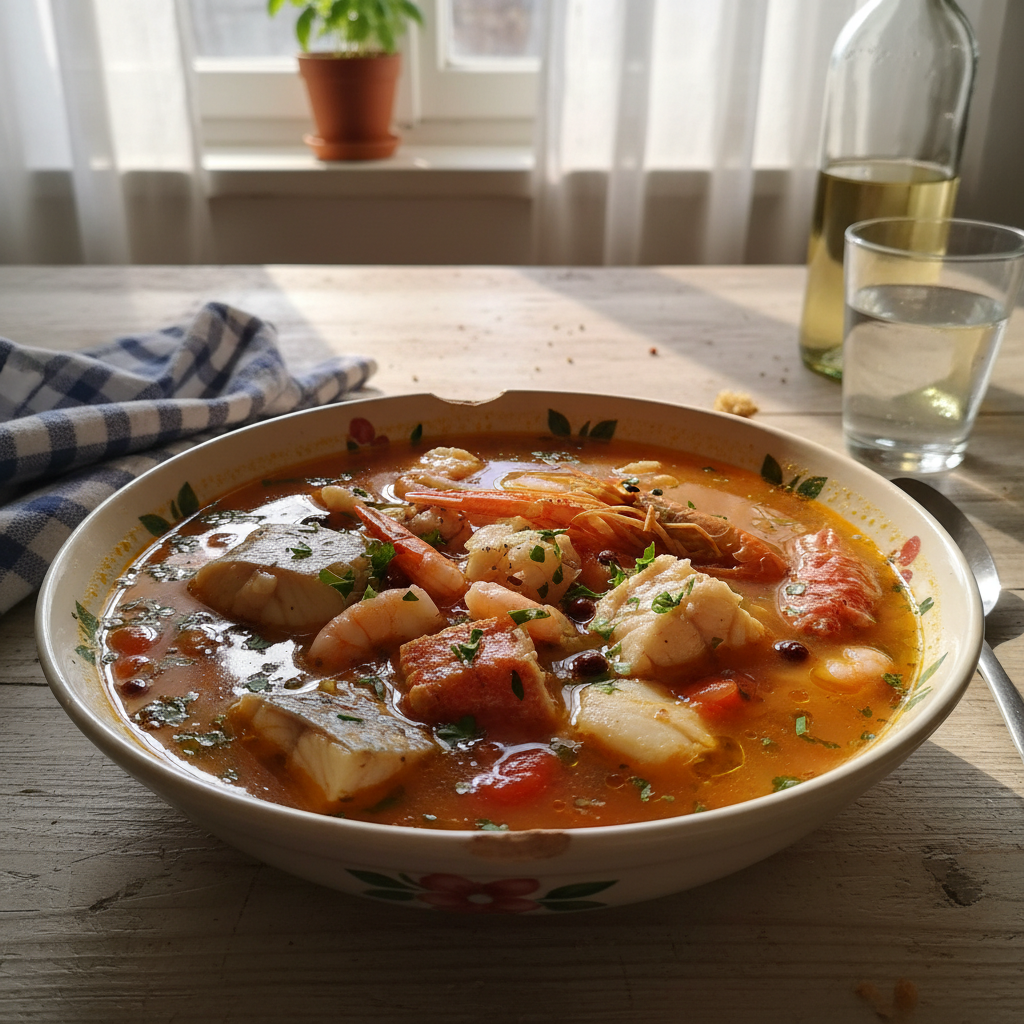 Gusta riblja juha sa sabljarkom i borovicom