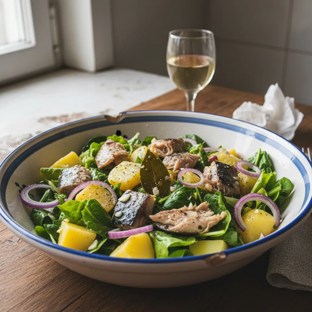 Salata od skuše s bijelim vinom i lovorom