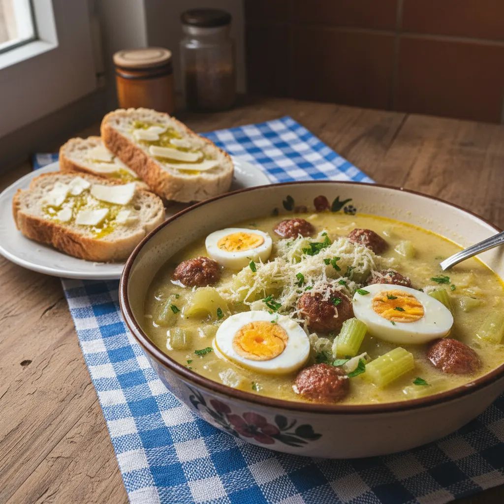 Juha od celera s kobasicom i jajima