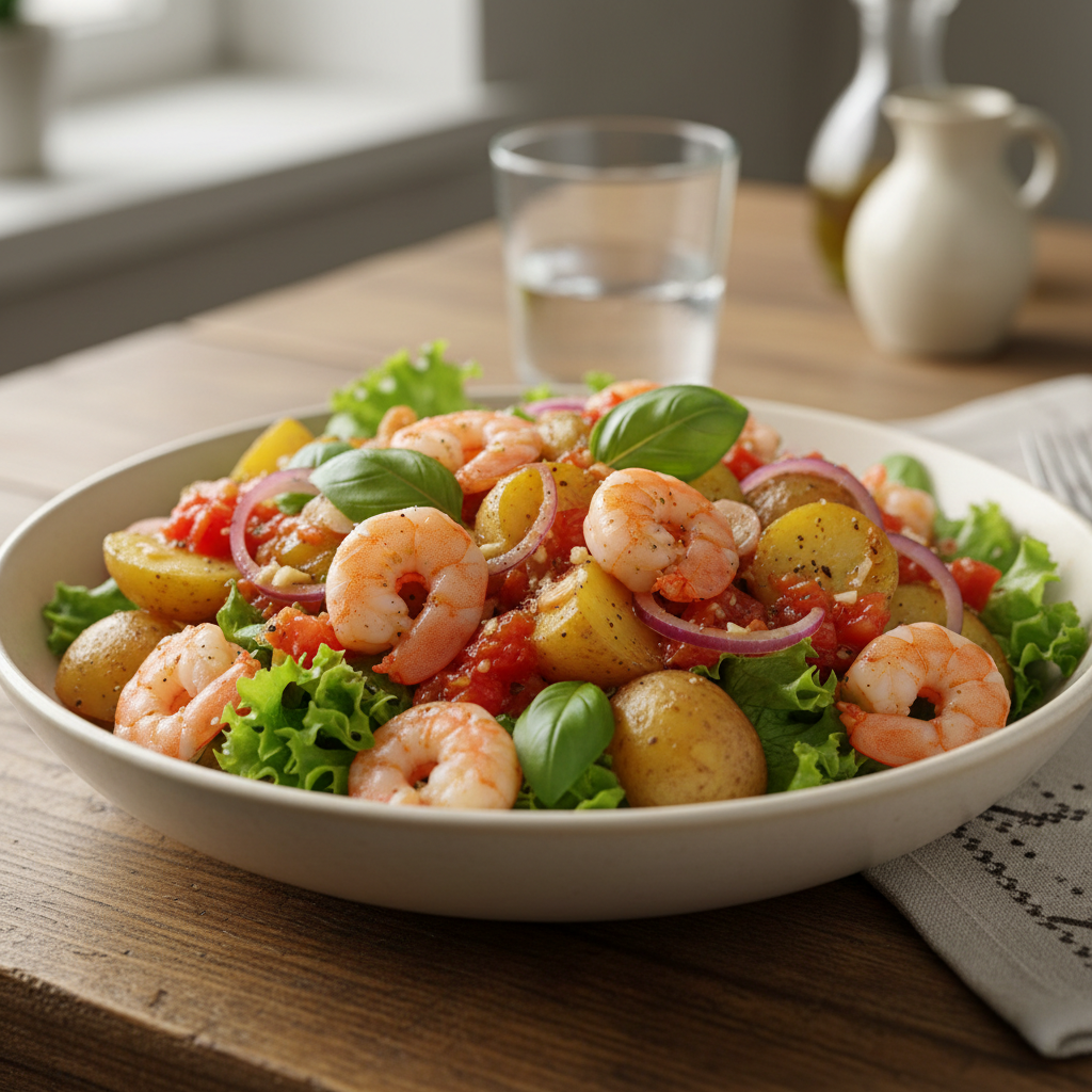 Salata od škampa s rajčicom i bosiljkom