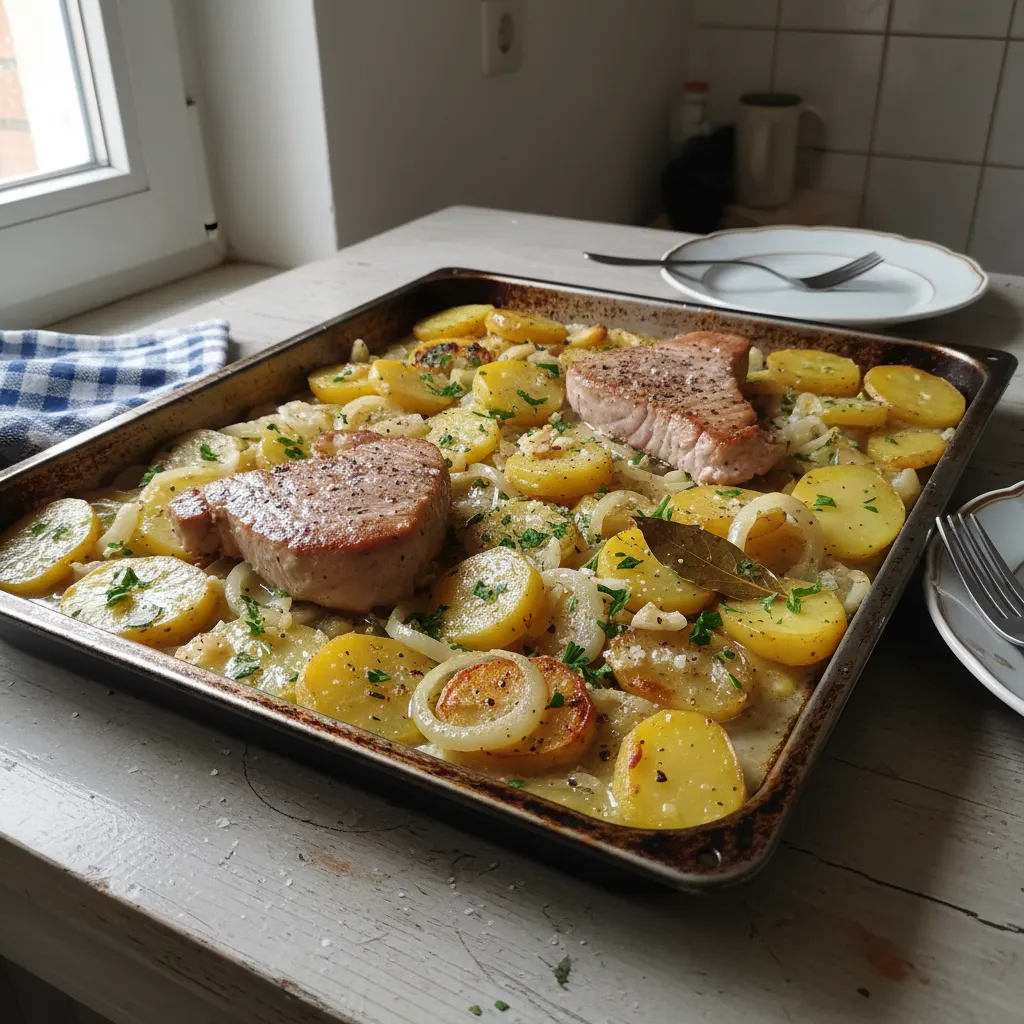 Tuna iz pećnice s krumpirom, bijelim vinom i lovorom