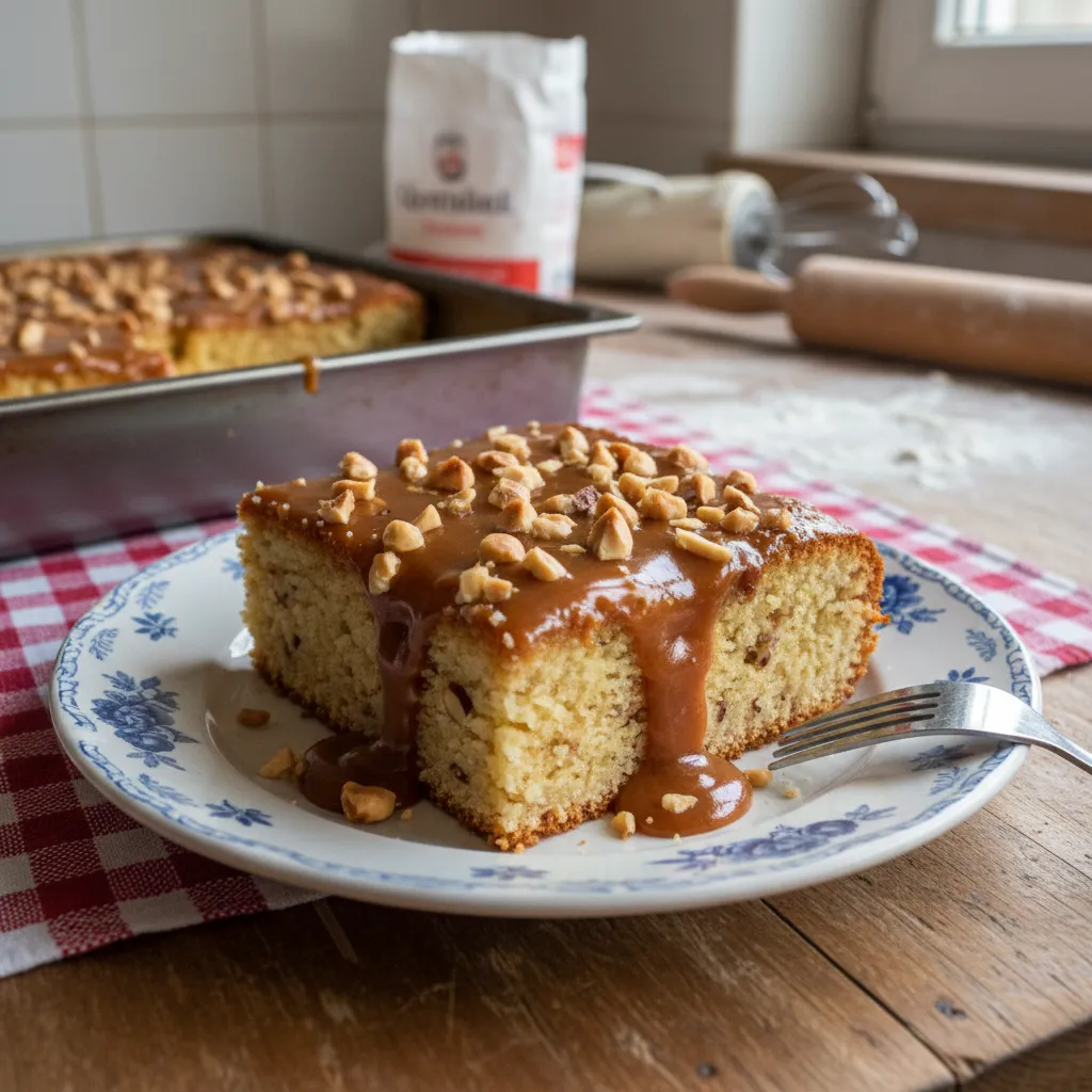 Puding kolač s karamelom i lješnjacima