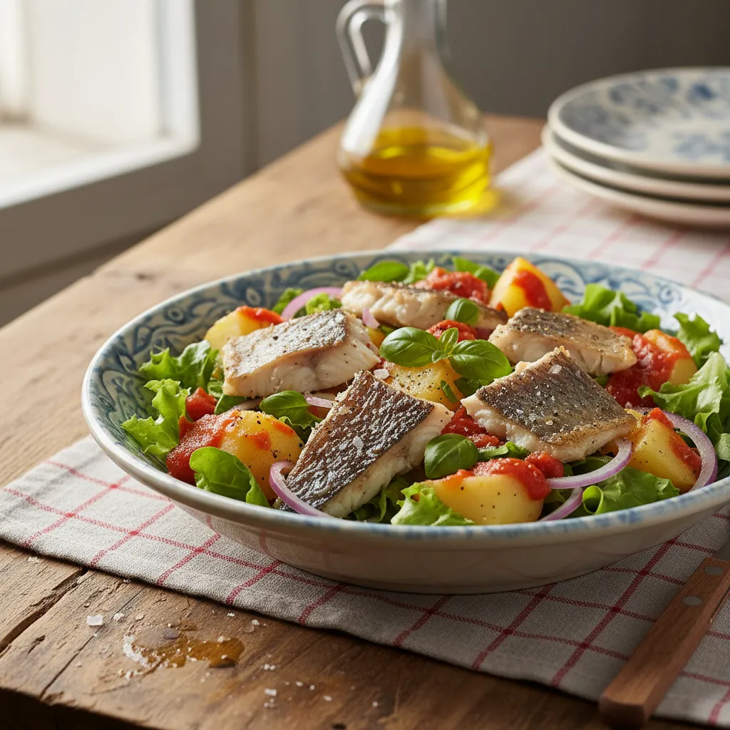 Salata od brancina s rajčicom i bosiljkom