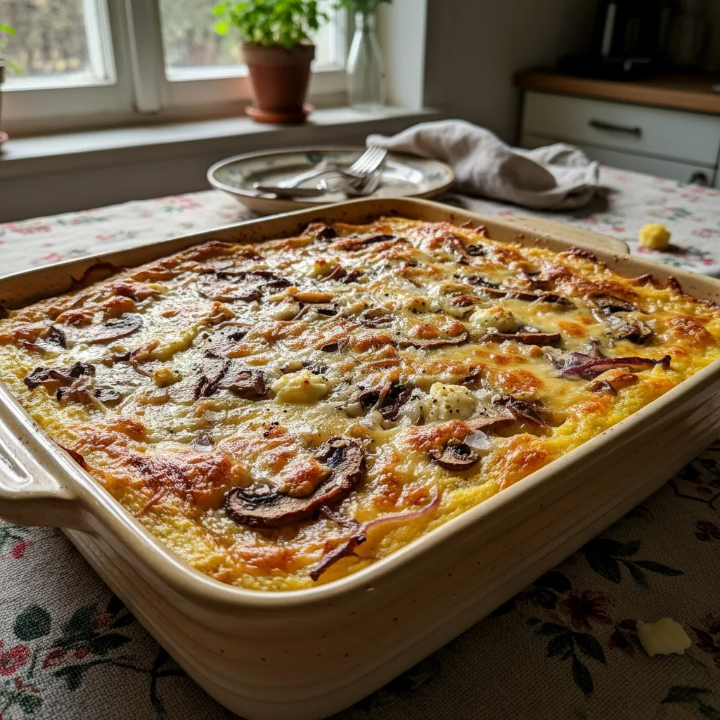 Zapečena palenta s gljivama i sirom