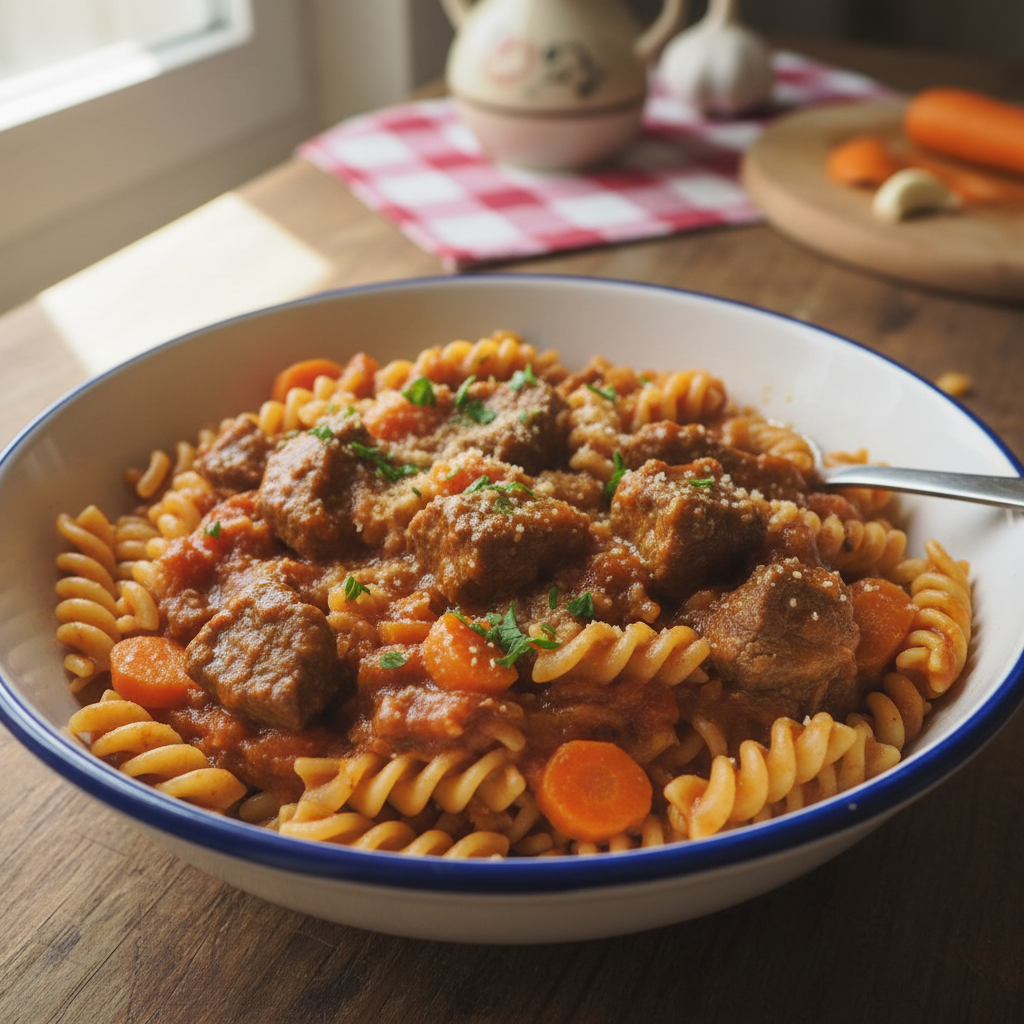 Juneći ragu s tjesteninom