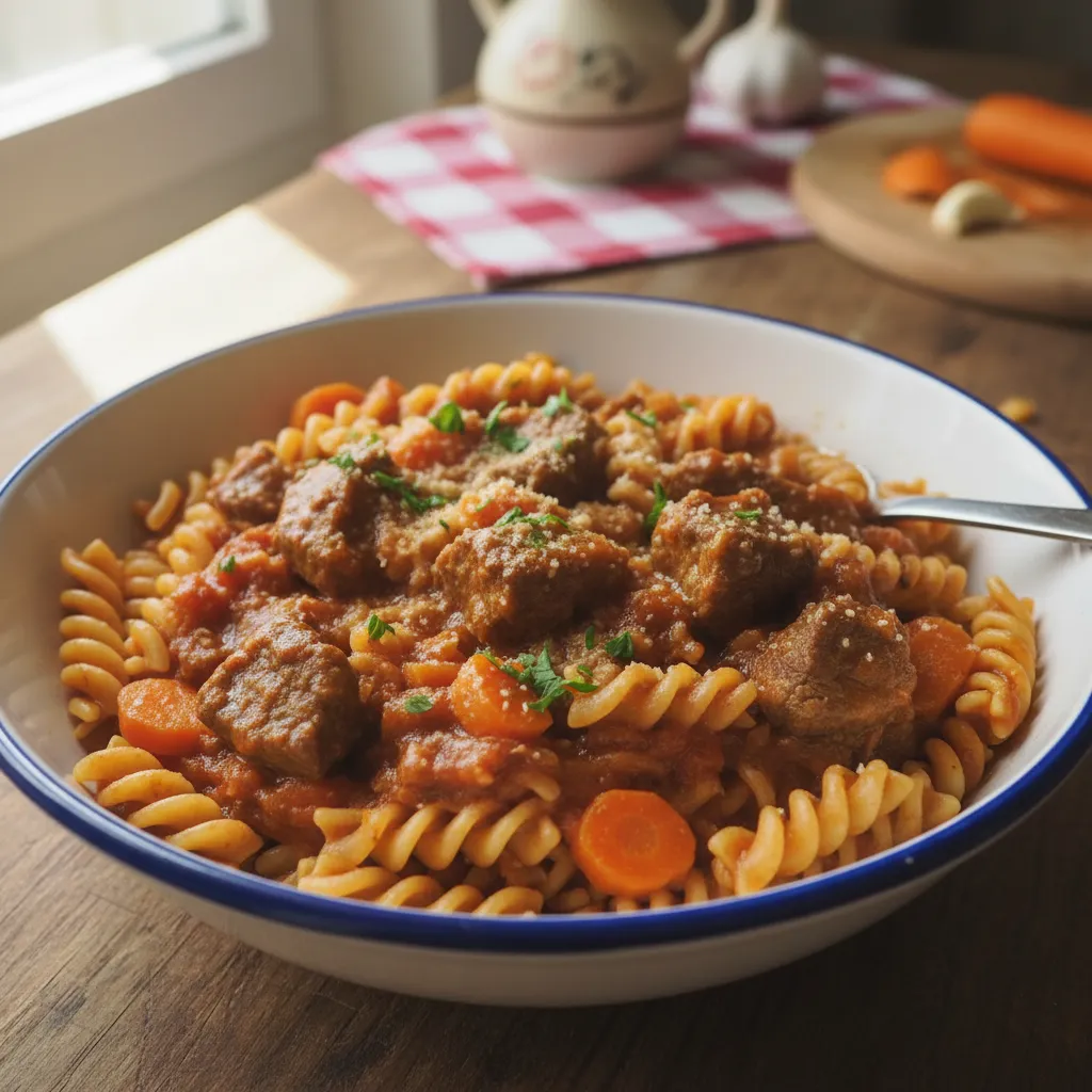 Juneći ragu s tjesteninom