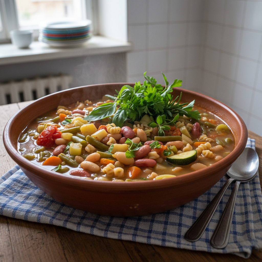 Povrtni minestrone sa svježim začinskim biljem