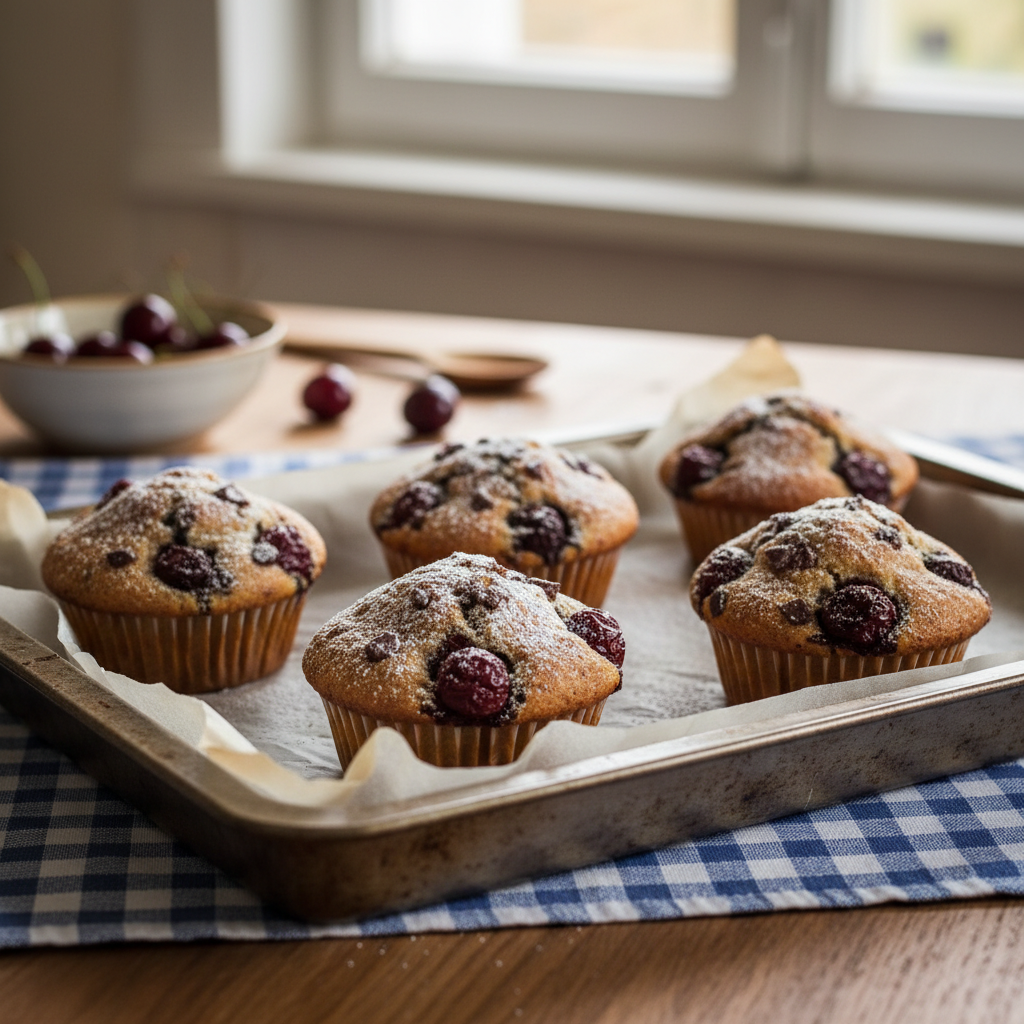 Muffini s tamnom čokoladom i višnjama