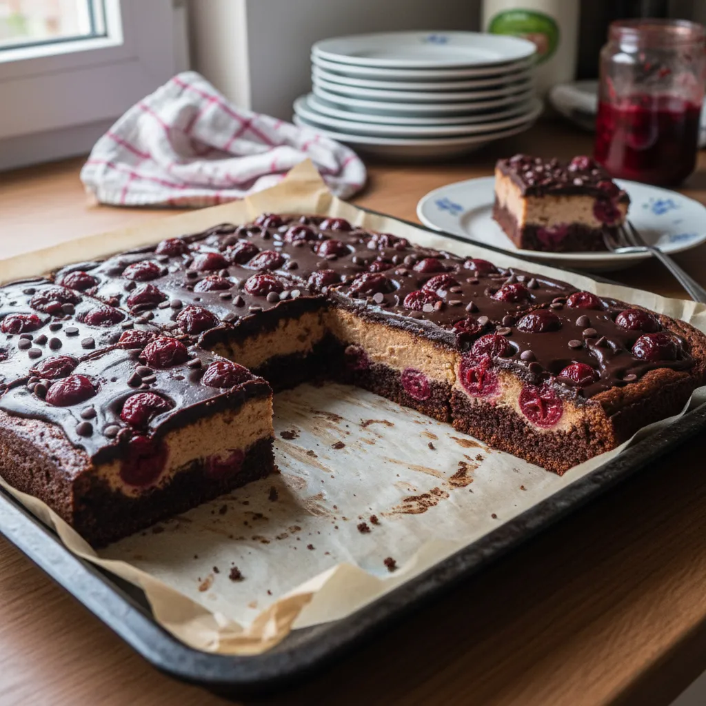 Puding kolač s tamnom čokoladom i višnjama
