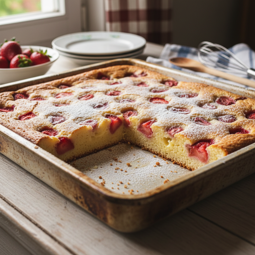 Puding kolač s vanilijom i jagodama